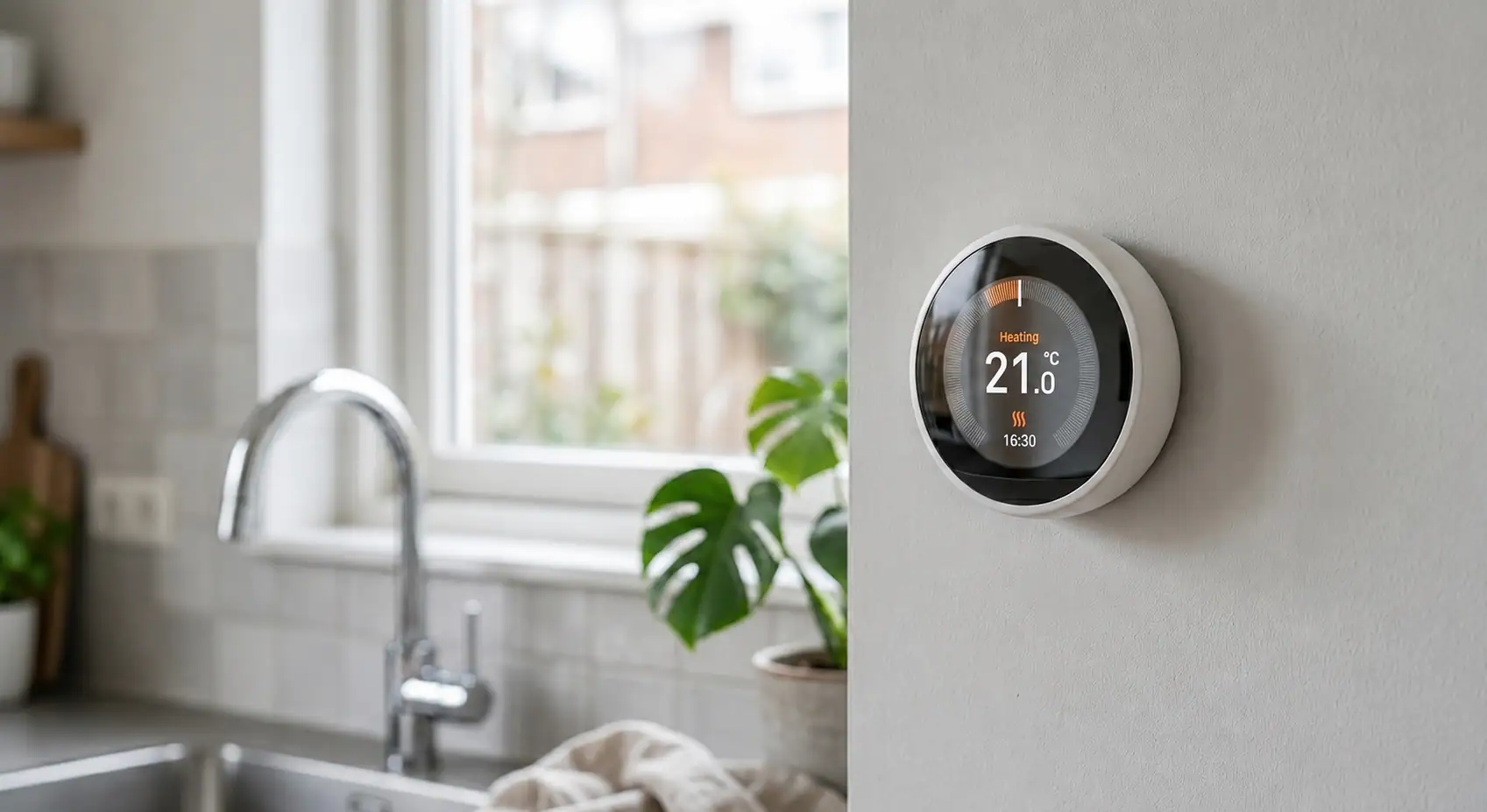 Slimme thermostaat voor verwarming en klimaatregeling in huis.